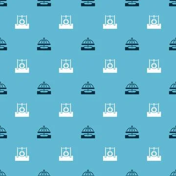 Set Attraction carousel and Car tire hanging rope on seamless pattern. Vector 스톡 일러스트