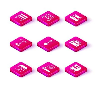 Set Attraction carousel, Basketball backboard, Street light, Shovel toy, Ki.. Stock Illustration