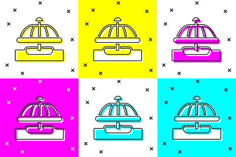 Set Attraction carousel icon isolated on color background. Amusement park Ilustración de archivo