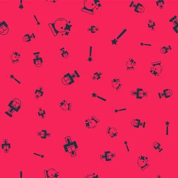 Set Attraction carousel, Magic ball, and wand on seamless pattern. Vector Stock Illustration