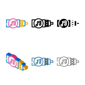 Set audio cable color icon vector Stock Illustration