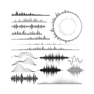 Set of audio equalizer shapes. Stock Illustration