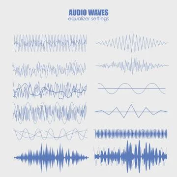 Set audio equalizer technology, pulse musical. Audio equalizer sound wave Stock Illustration