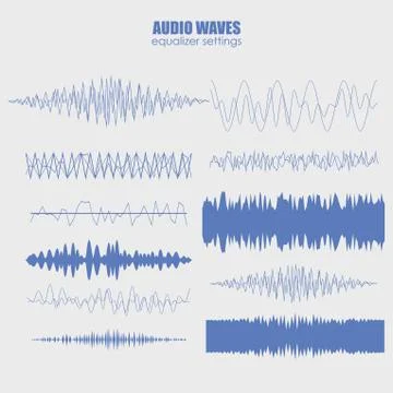 Set audio equalizer technology, pulse musical. Audio equalizer sound wave Stock Illustration