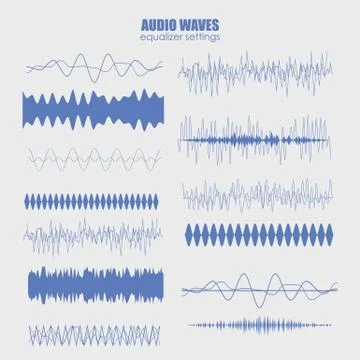 Set audio equalizer technology, pulse musical. Audio equalizer sound wave Stock Illustration
