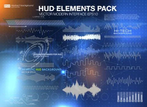 Set audio equalizer technology, pulse musical. abstract isolated vector Stock Illustration
