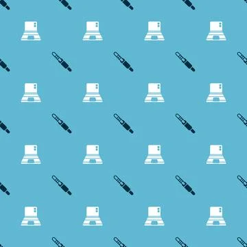 Set Audio jack and Laptop on seamless pattern. Vector Illustrazione stock