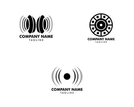 Set of Audio Speaker Vector Logo Template Design Stock Illustration