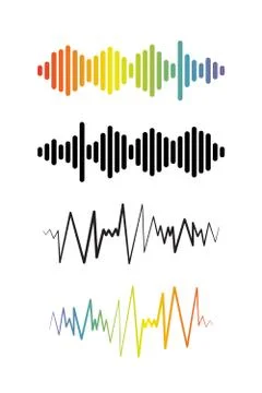 Set of Audio wave logos. Pulse music players Stock Illustration