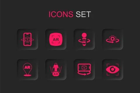 Set Augmented reality AR, 3d modeling, 360 degree view, Big brother electro.. Stock Illustration