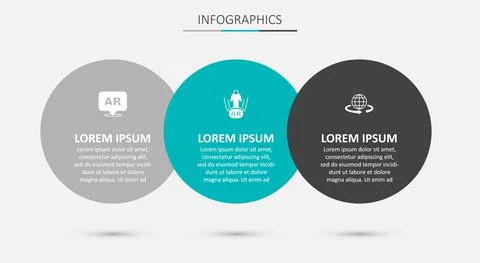 Set Augmented reality AR, and 3d modeling. Business infographic template. Vector Illustrazione stock