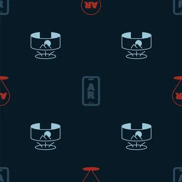 Set Augmented reality AR, and 360 degree view on seamless pattern. Vector 스톡 일러스트