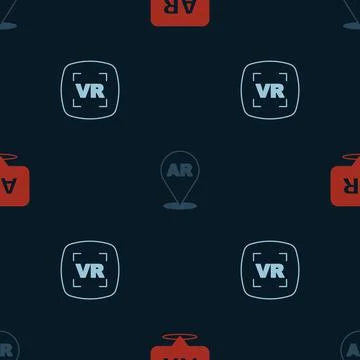 Set Augmented reality AR, and Virtual on seamless pattern. Vector イラスト素材