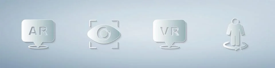 Set Augmented reality AR, Big brother electronic eye, Virtual and 3d modeling Illustrazione stock