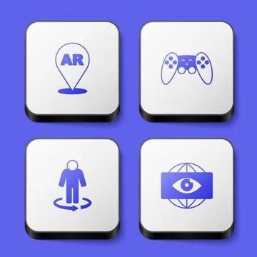 Set Augmented reality AR, Gamepad, 3d modeling and Big brother electronic eye Stock Illustration