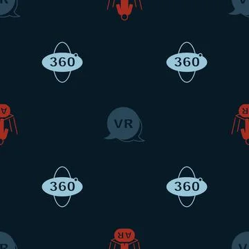 Set Augmented reality AR, Virtual and 360 degree view on seamless pattern イラスト素材