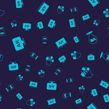 Set Augmented reality AR, Virtual, and glasses on seamless pattern. Vector イラスト素材