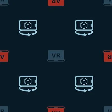Set Augmented reality AR, Virtual and 3d modeling on seamless pattern. Vector イラスト素材