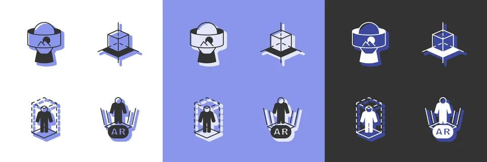 Set Augmented reality AR, Virtual glasses, 3d modeling and icon. Vector Stock Illustration
