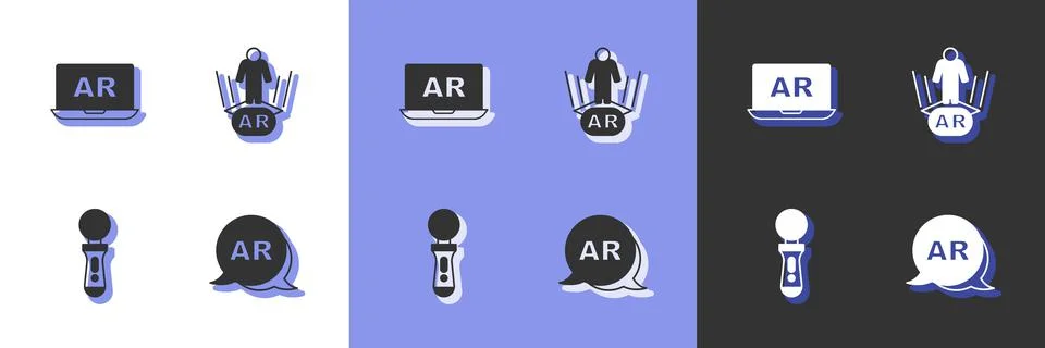 Set Augmented reality AR, VR controller game and  icon. Vector Illustrazione stock