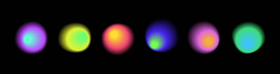 Set of aura gradient round shapes with liquid blurry effect. Stock-Illustration