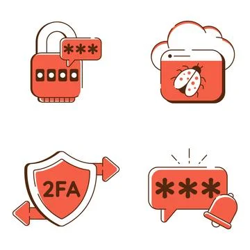 Set of Authentication Flat Icons Stock Illustration