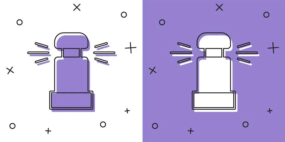 Set Automatic irrigation sprinklers icon isolated on white and purple backg.. Stock Illustration