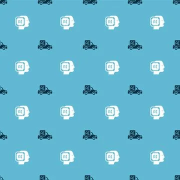 Set Autonomous smart car and Humanoid robot on seamless pattern. Vector 스톡 일러스트
