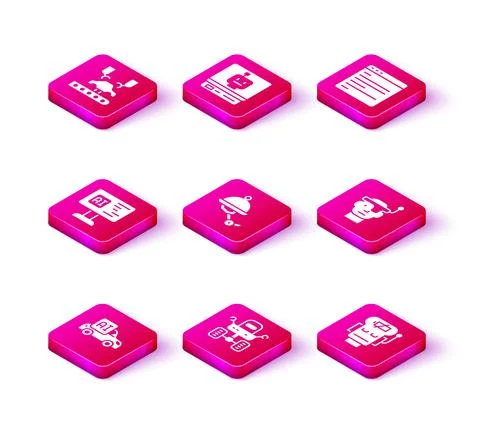 Set Autonomous smart car, Mars rover, Software, Waiter robot, Robot low battery イラスト素材