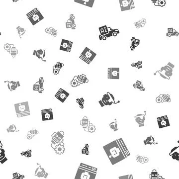 Set Autonomous smart car, Robot, Smart glasses and setting on seamless pattern Stock Illustration