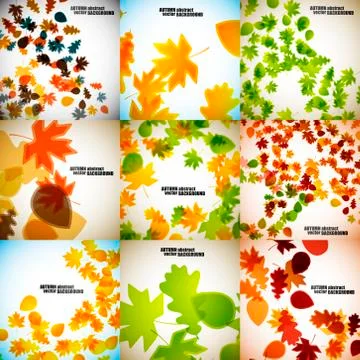 Set of autumn backgrounds Stock Illustration