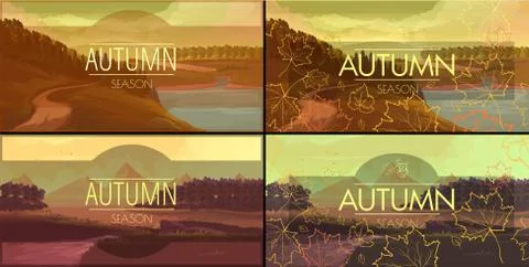 Set of autumn banners Stock Illustration