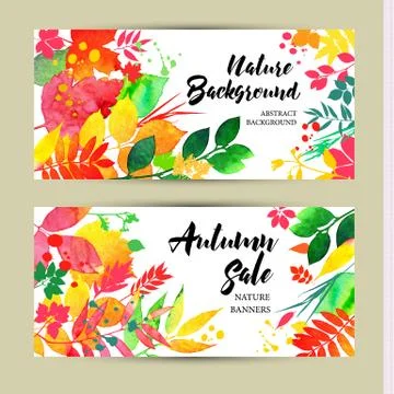 Set of autumn banners Stock Illustration