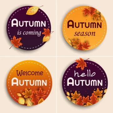 Set of autumn banners. Vector design set of banners for autumn season bright Stock Illustration