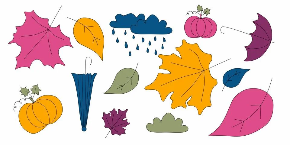 Set of Autumn elements.  Illustrazione stock