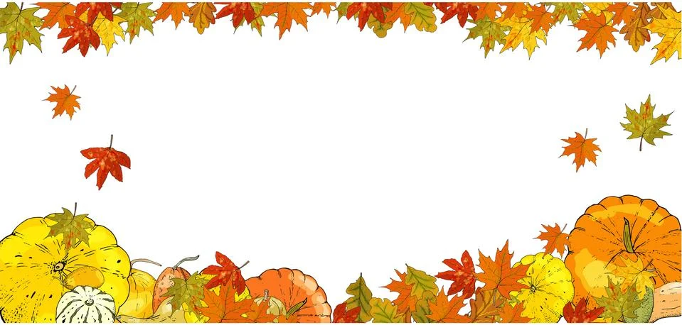 Set of autumn elements isolated on white background. Pumpkins, leaves, acorns Stock Illustration