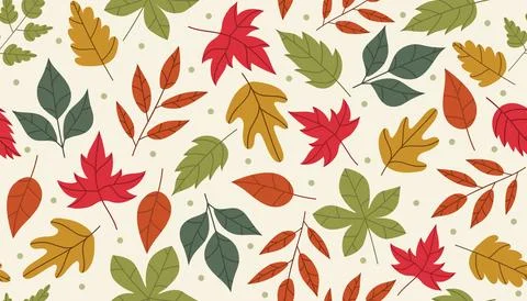 Set of autumn leaves from different trees, oak, maple, chestnut. Simple, yell Stock-Illustration