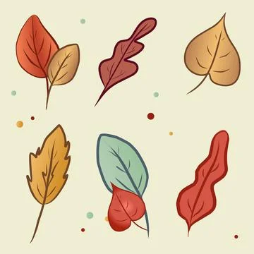 A set of autumn leaves on a light background. For postcards. Stock Illustration