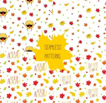 Set of autumn patterns Stock Illustration
