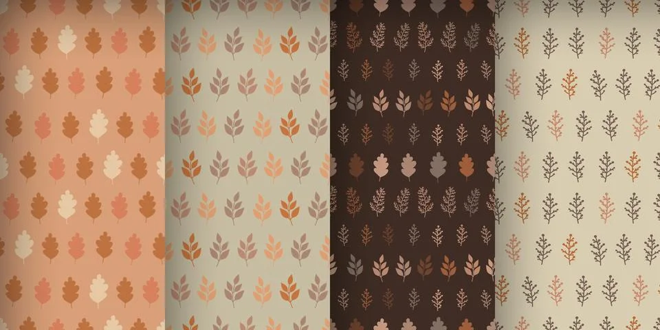 Set of autumn patterns with leaves Stock Illustration