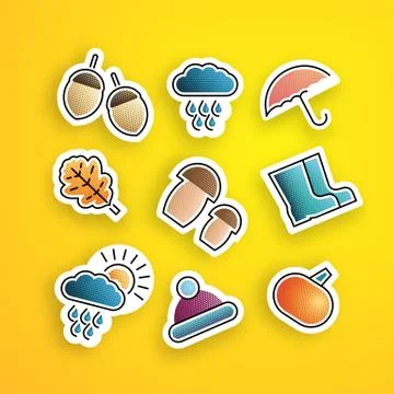 Set autumn stickers Stock Illustration