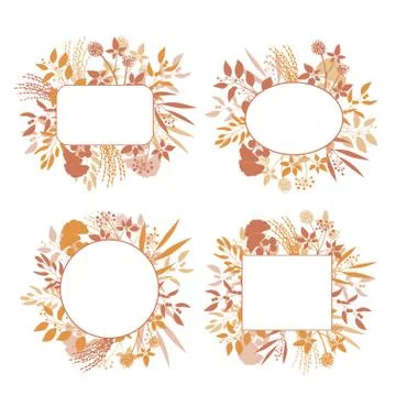 Set of autumn vector frames Stock Illustration