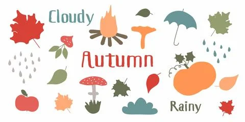 Set of Autumn vector illustrations.  Stock Illustration