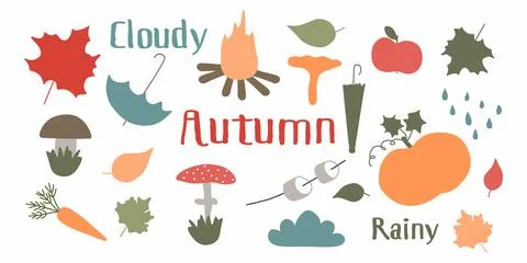 Set of Autumn vector illustrations.  Stock Illustration