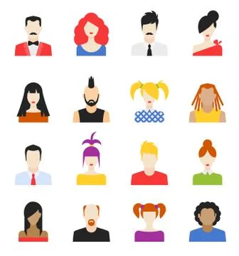 Set of avatar flat design icons Illustrazione stock