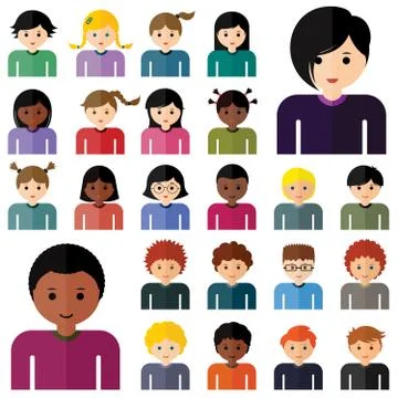 Set of avatar flat design icons Stock Illustration