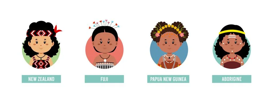 Set Avatars with Different Countries Stock Illustration