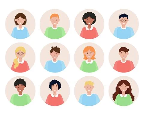 Set of avatars of different people Stock Illustration