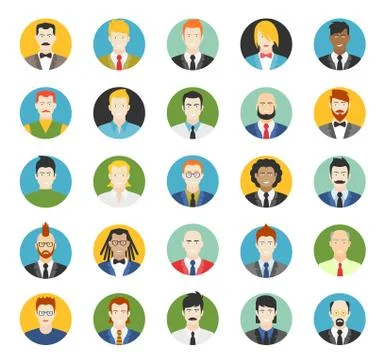 Set of avatars. Vector illustration, flat icons Stock Illustration