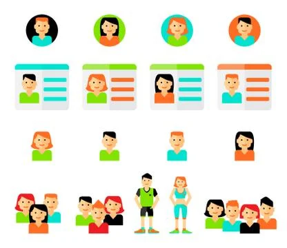 Set of avatars. Vector illustration, flat icons Stock Illustration